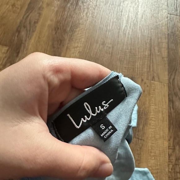 LULU’S I’m Smitten Blue Chambray Halter Dress - Picture 3 of 3